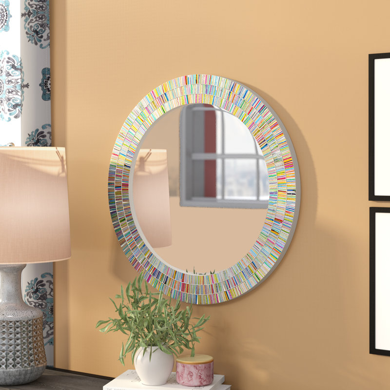 Ebern Designs Coleridge Round Rainbow Bathroom/Vanity Wall Mirror